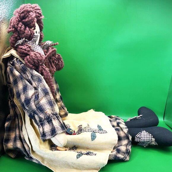 Vintage Handmade Cloth Doll Fabric Ragdoll Primitive Folk Art OOAK Country Décor - Picture 4 of 13